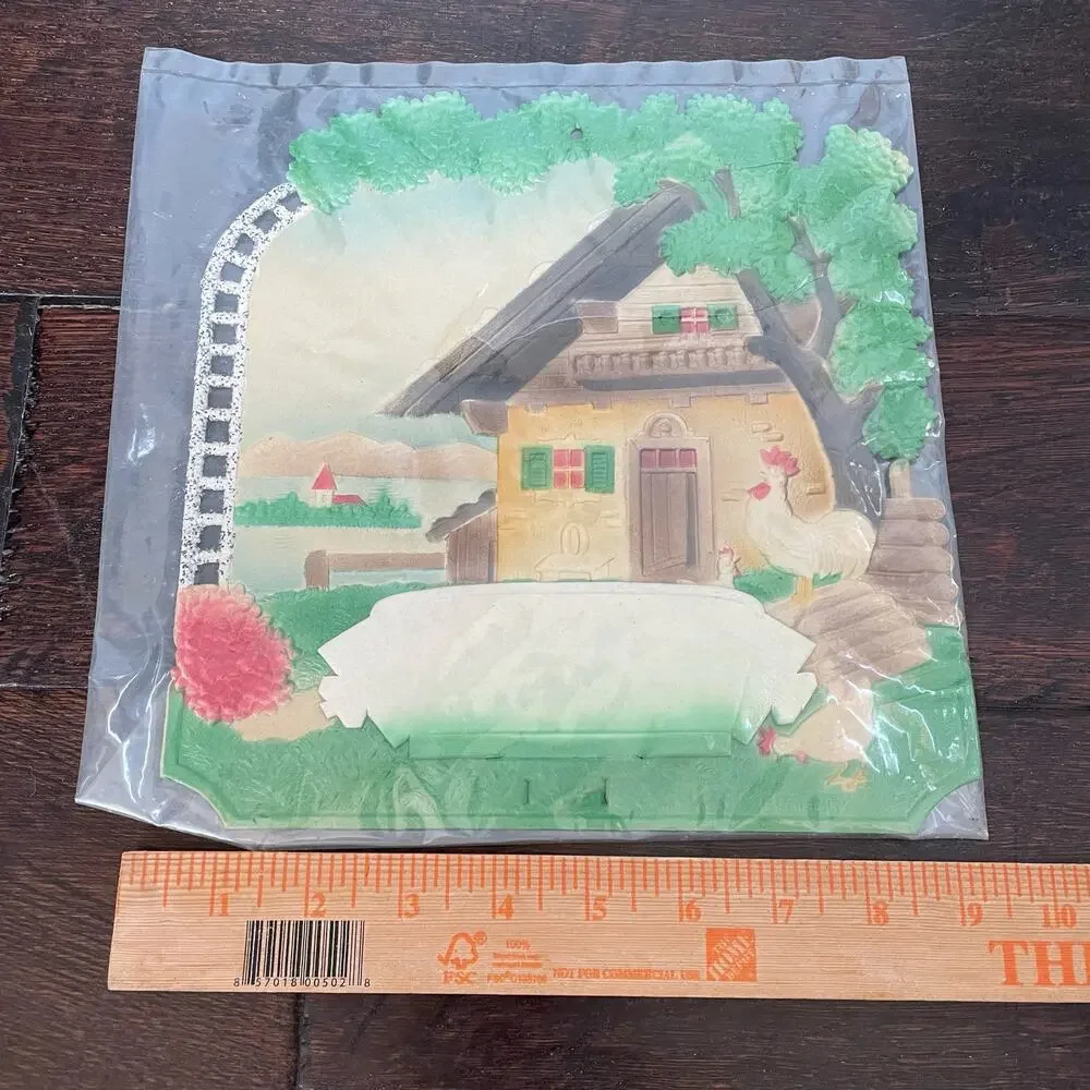 Vintage German Die Cut Embossed Calendar Topper Wall Art 1950s Advertising